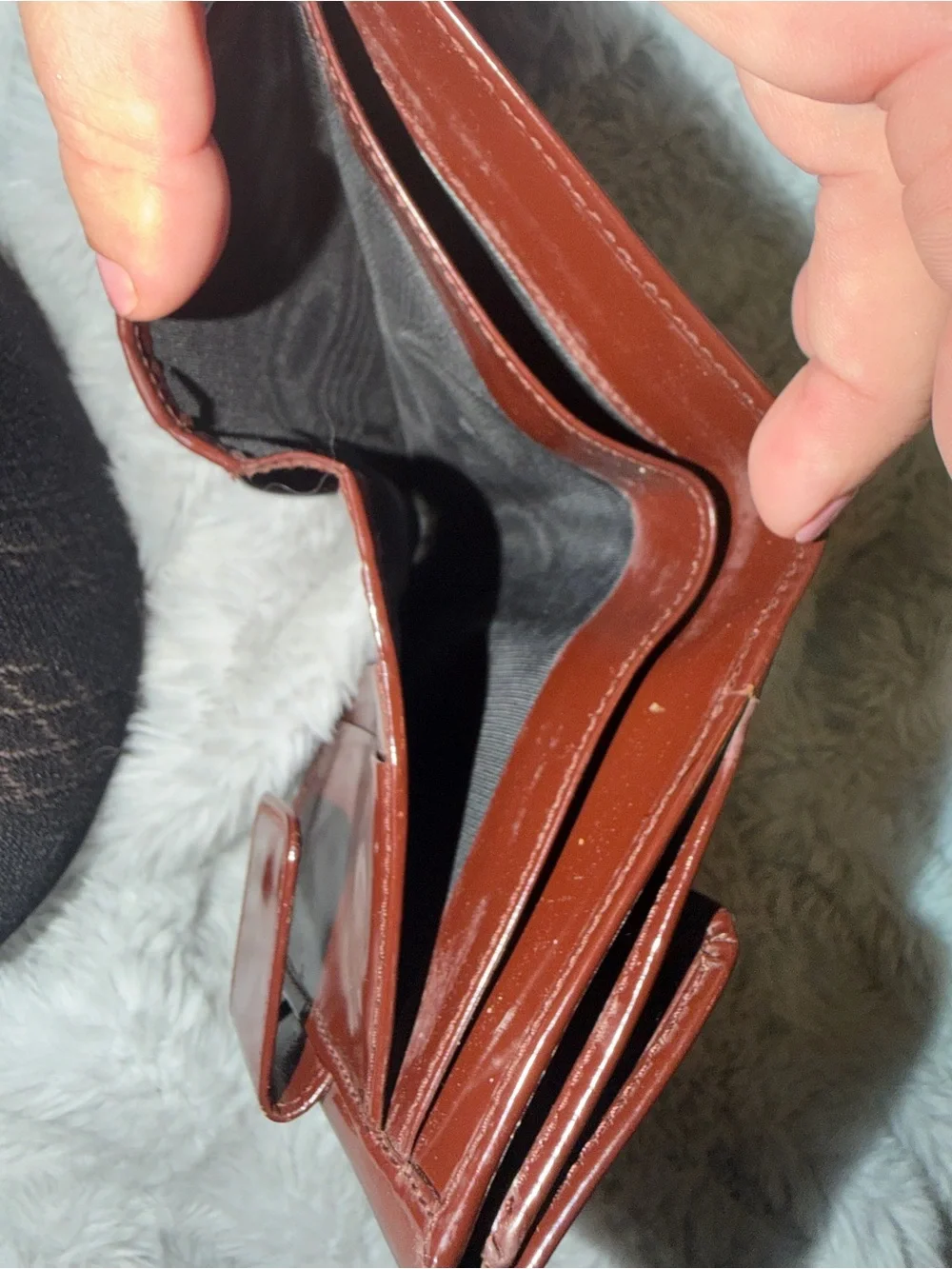 Gucci Patent Leather Compact Wallet in Brown with Gold Horsebit Detail